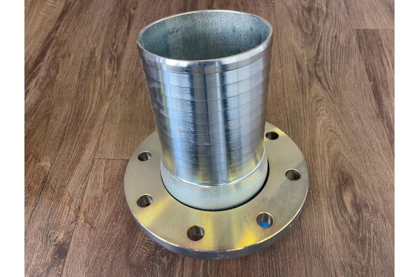 DN 150 PN 10 flange coupling with loose flange, hose tail 150 mm Galvanised